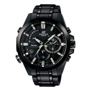 QUARTZ WATERPROOF SPORTS EDIFICE SOLAR POWERED STAINLESS STEEL STRAP MENS BLACK ANALOG EQB-510DC-1A